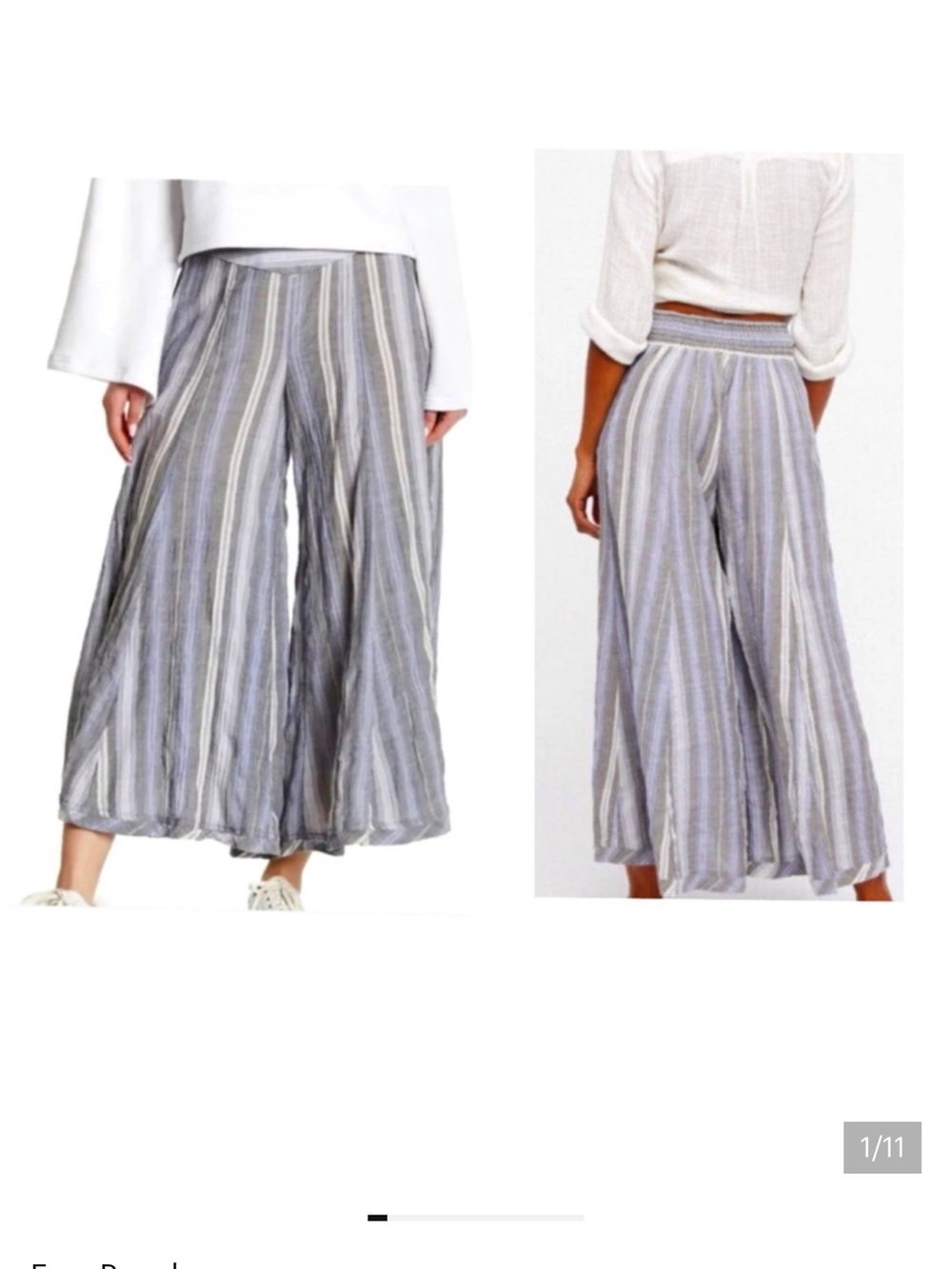 Free People Blaire blue striped pull-on pants size small
